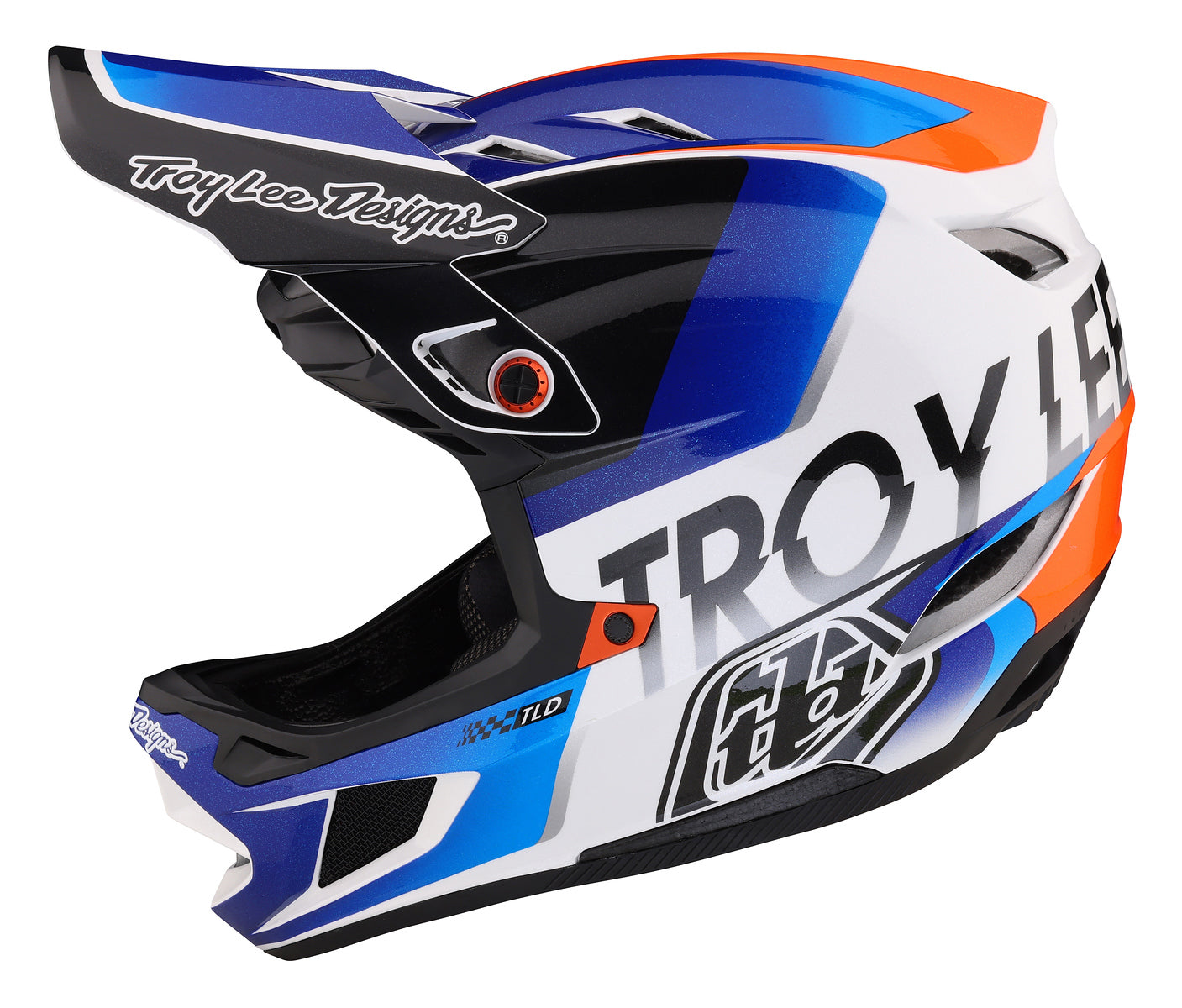 Casco Troy Lee Designs D4 Composite Qualifier White / Blue Navy